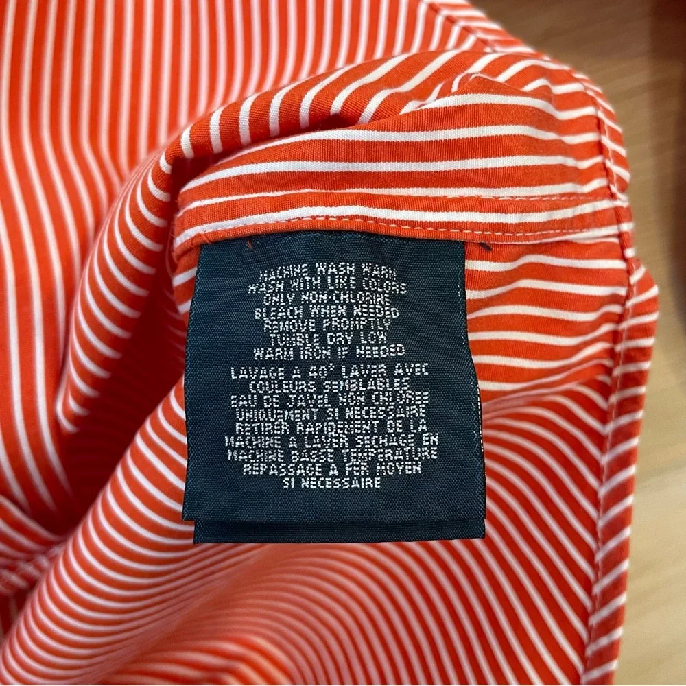 Ralph Lauren Kids Red Striped Button Down 100% cotton Shirt 7